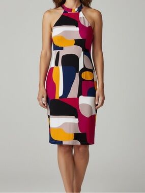 Trina TRINA TURK EMOTION Abstract Halter Dress Colorful Sleeveless Size 6